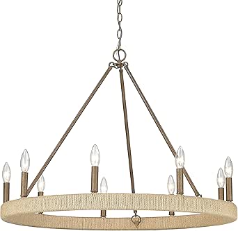 Golden Lighting Yates 9 Light Chandelier in Burnished Chestnut