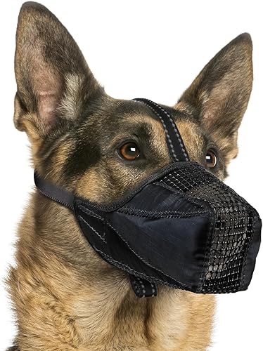 PAWFUN Bozal para perro, de malla suave que no ladra para perros pequeños, medianos y grandes, protector bucal transpirable para perros, bozal