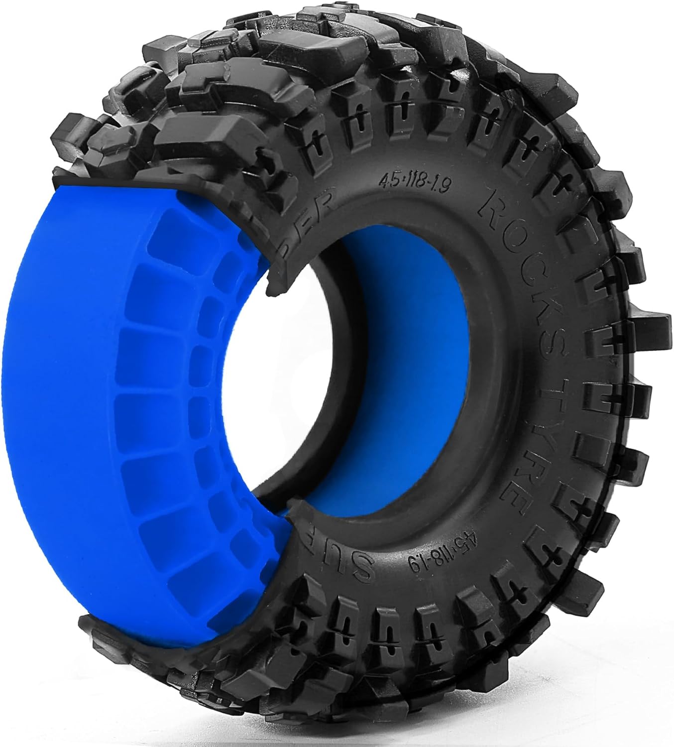 4PCS 1.9" Tires,118mm OD RC Crawler All Terrain Mud Tires Set w/Silicone Rubber Tire Insert Fit for 1:10 RC Rock Crawler Axial SCX10 90046 AXI03007 D90 TF2 Tamiya TRX-4