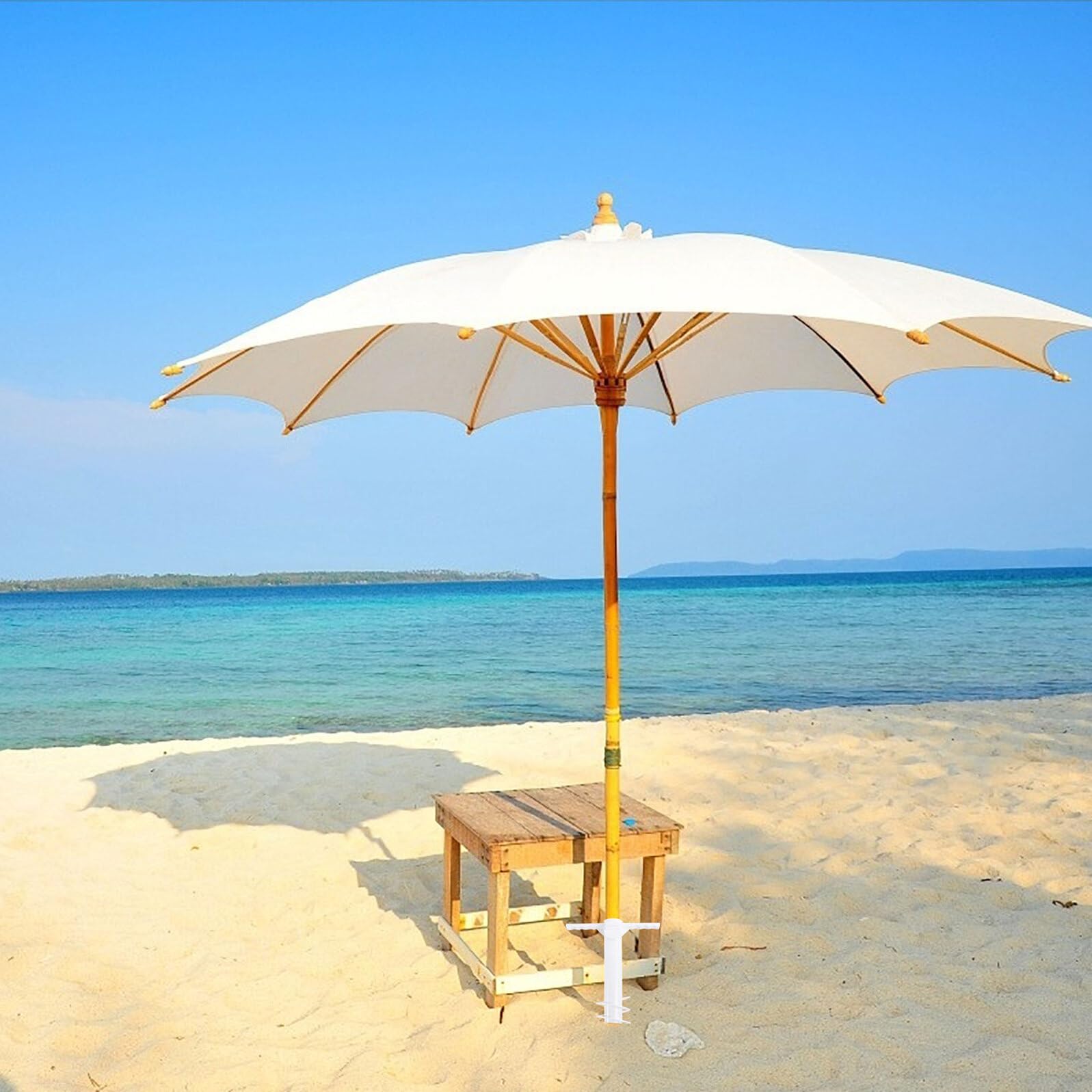 Przenośna podstawa parasola plażowego – 2-pak biały ABS stabilny uchwyt na parasol zewnętrzny do ogrodu i na kemping akcesoria do parasoli plażowych