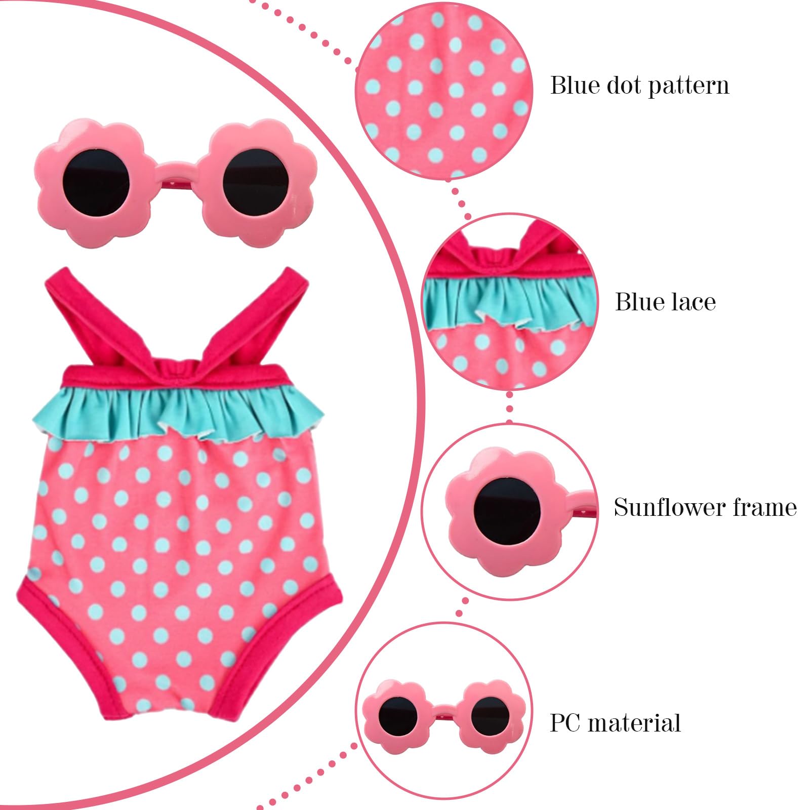 Puppen-Bade-Set Mit Badeanzug & Sonnenbrille – Für 35-45 Cm Puppen