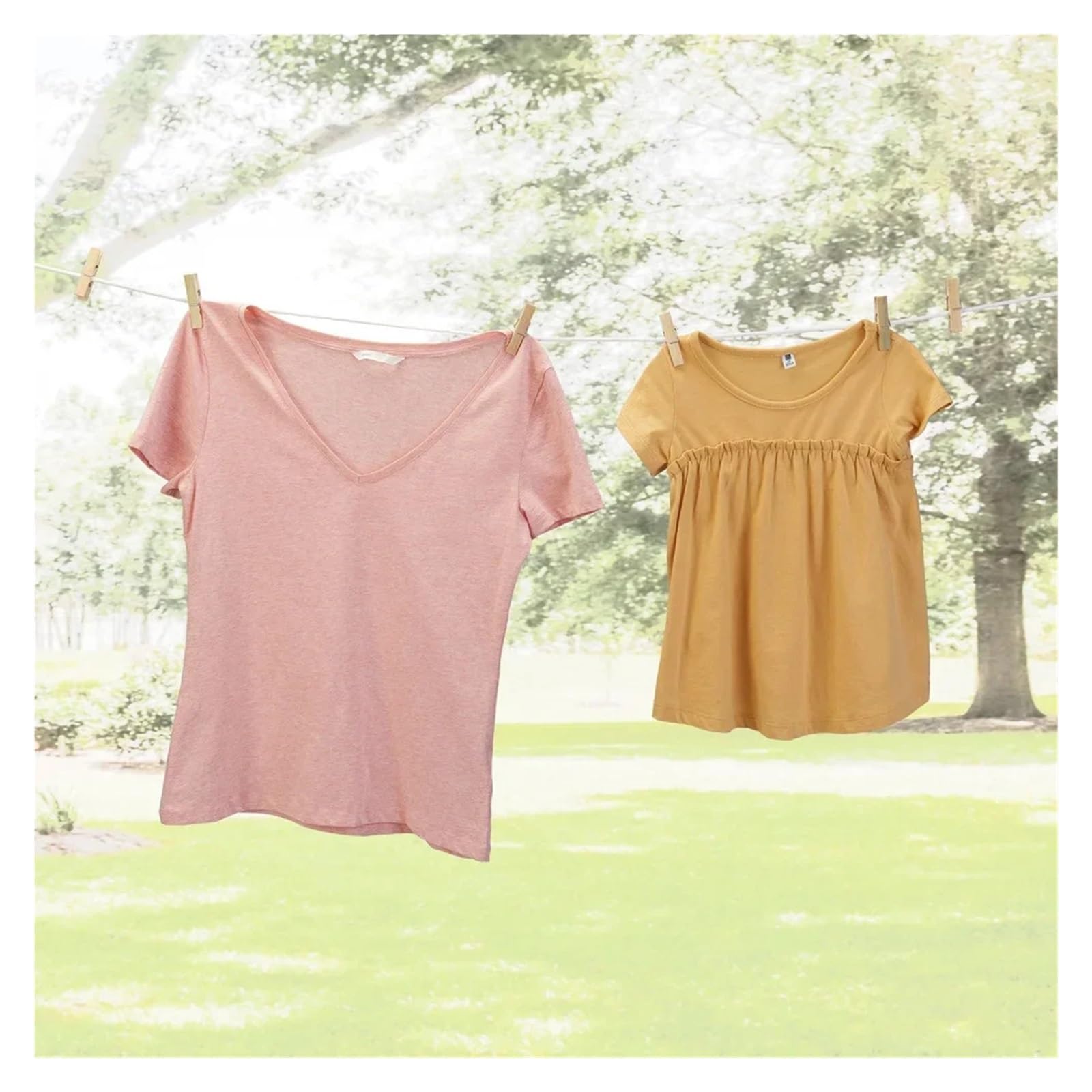 Corde A Linge Corde à Linge tressée en Polyester, 5 Paquets de 50 Pieds, Ligne de séchage de vêtements résistante à l'extérieur, Portable, Coupe-Vent, Naturel