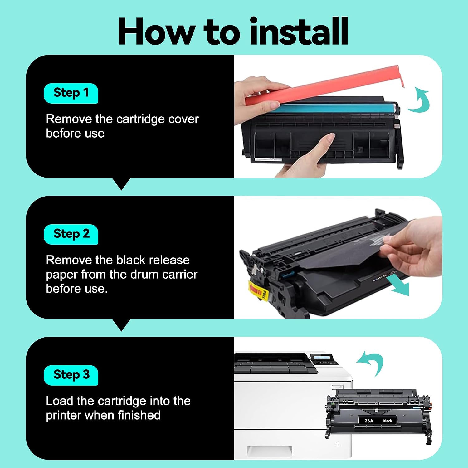 26X Black Toner Cartridge Compatible for HP Printer 26X CF226X 26A CF226A Laser Jet Toner Cartridge with M402n M426fdw Toner Cartridges (2-Pack, High Yield up to 9,100 Pages)