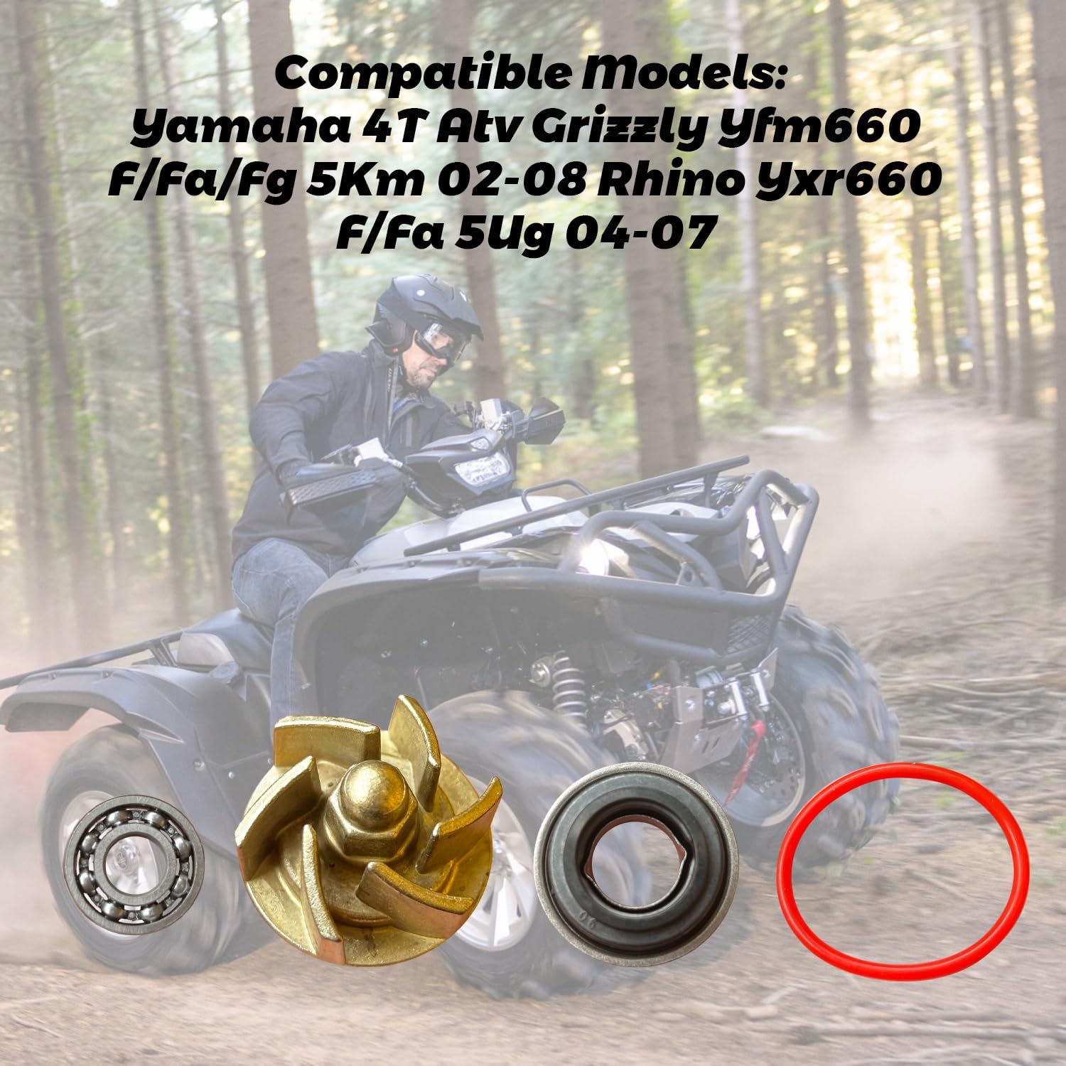 LOONGPART Water Pump Shaft Seal Gasket Repair Kit Compatible with Yamaha Grizzly Yfm660 02-08 Rhino Yxr660 5KM-12422-00