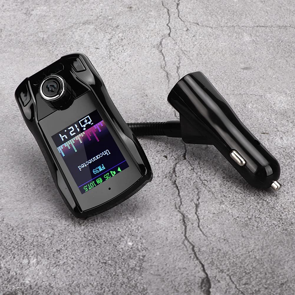 Transmisor Bluetooth, Adaptador de Radio FM Inalámbrico FM39 Cargador de Reproductor MP3 con Pantalla TFT de 1,8 Pulgadas y Rotación de 360°