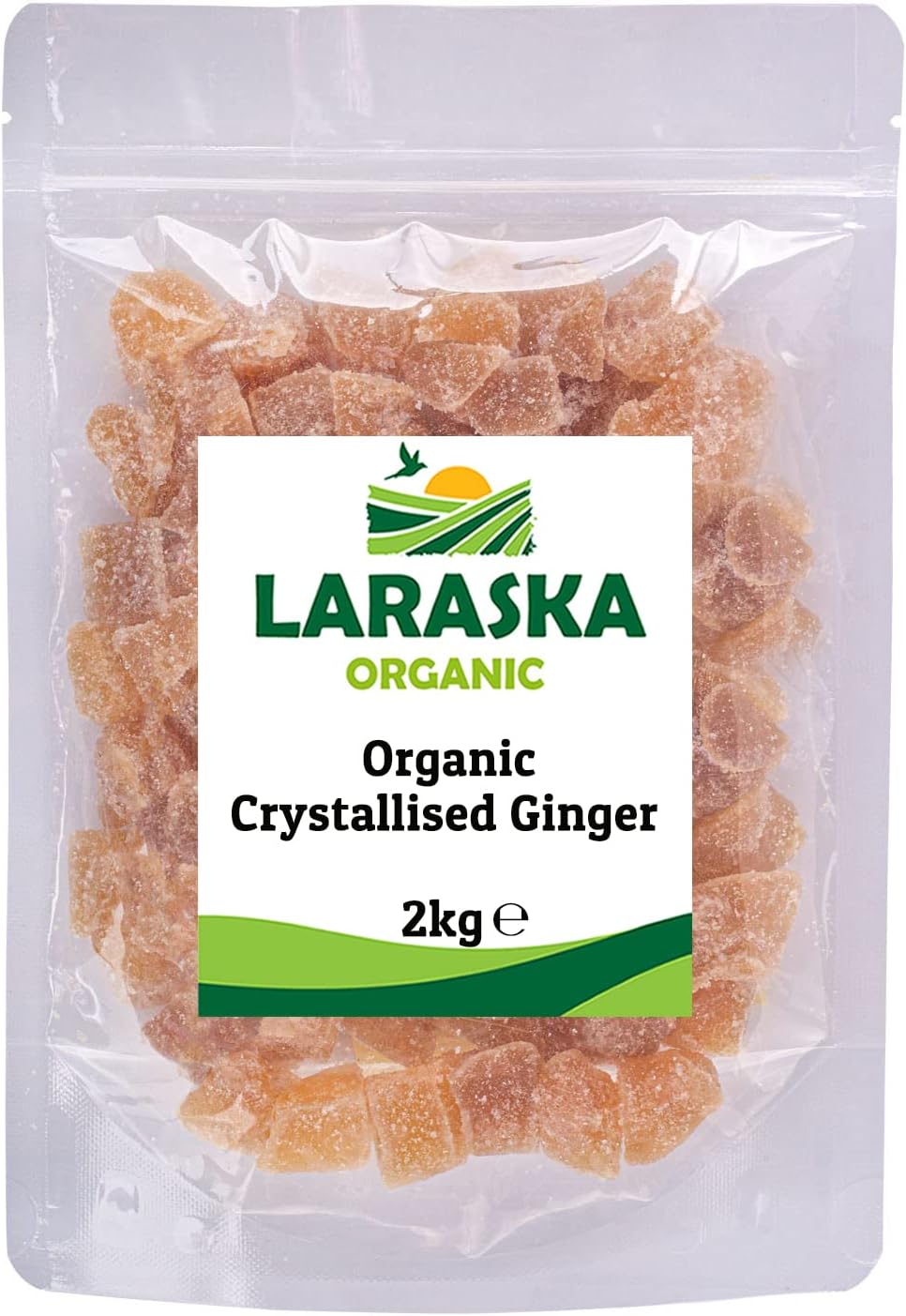 Organic Crystallised Ginger 2kg Healthy Snack, High Energy, Chewy Dried Gingers, Certified