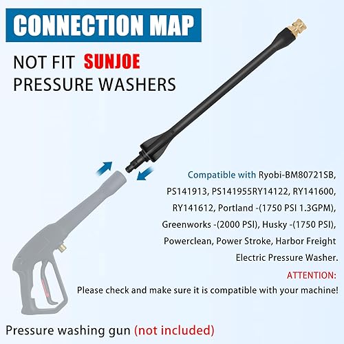 Miniatura 5 de Varita de lavado a presión 308494075, con 5 boquillas de pulverización y 1 soporte de puntas, para pistola de hidrolavadora Ryobi, Portland, Husky