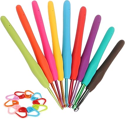 Coopay Crochet Hooks Ergonomic Soft Grip, 2mm-6mm Metal Crochet Set for Beginners, 19PCS Knitting Yarn Hook Kit w Stitch Marker, Knitting Needles for Arthritic Hands, Best DIY Craft Gift for Christmas