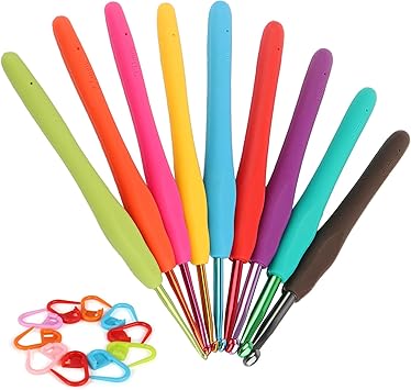 Coopay Crochet Hooks Ergonomic Soft Grip, 2mm-6mm Metal Crochet Set for Beginners, 19PCS Knitting Yarn Hook Kit w Stitch Marker, Knitting Needles for Arthritic Hands, Best DIY Craft Gift for Christmas