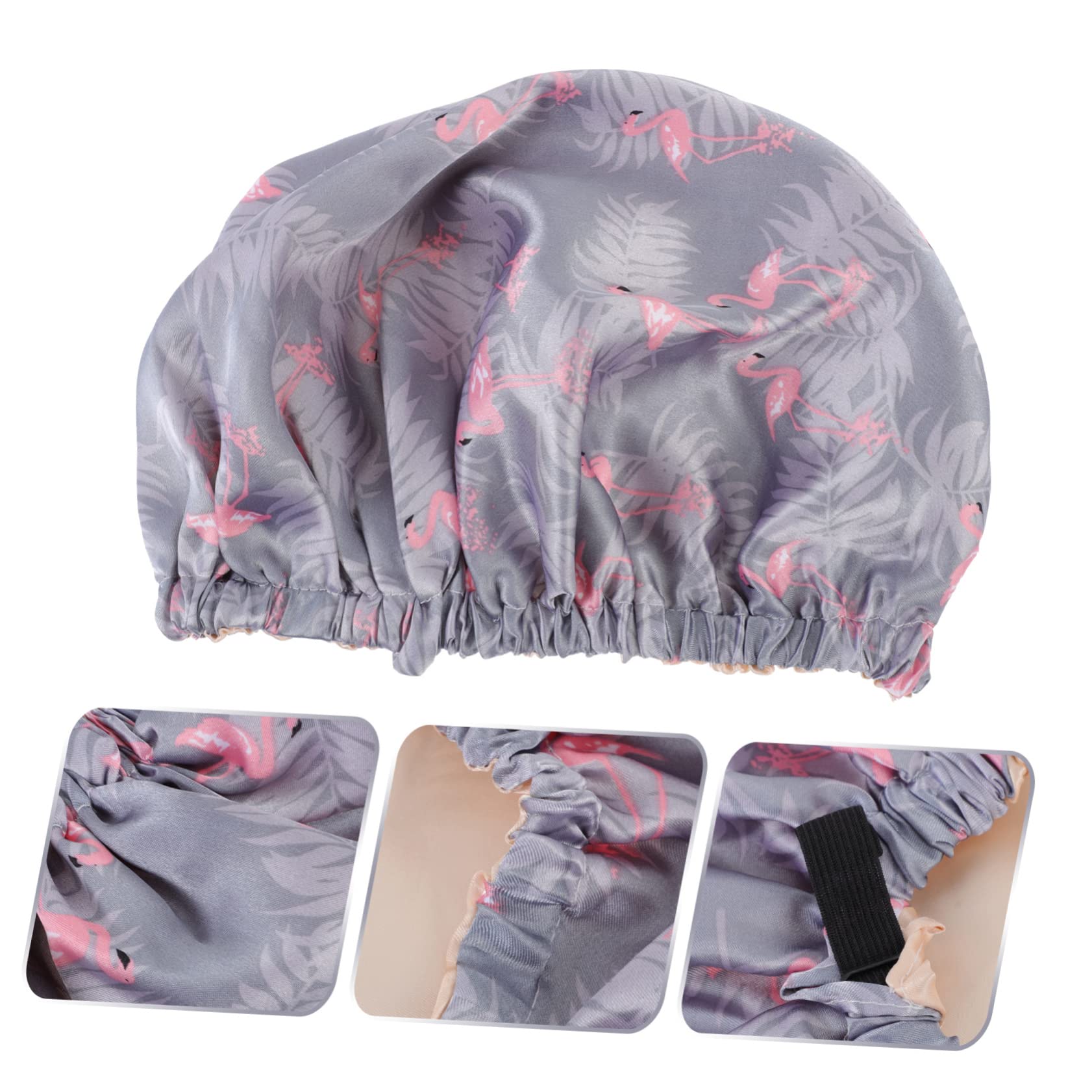 Healeved 5pièces Bonnet De Nuit Satin à Double Pour Femmes Capillaire Et Confort Pour Sommeil La Maquillage Flamant