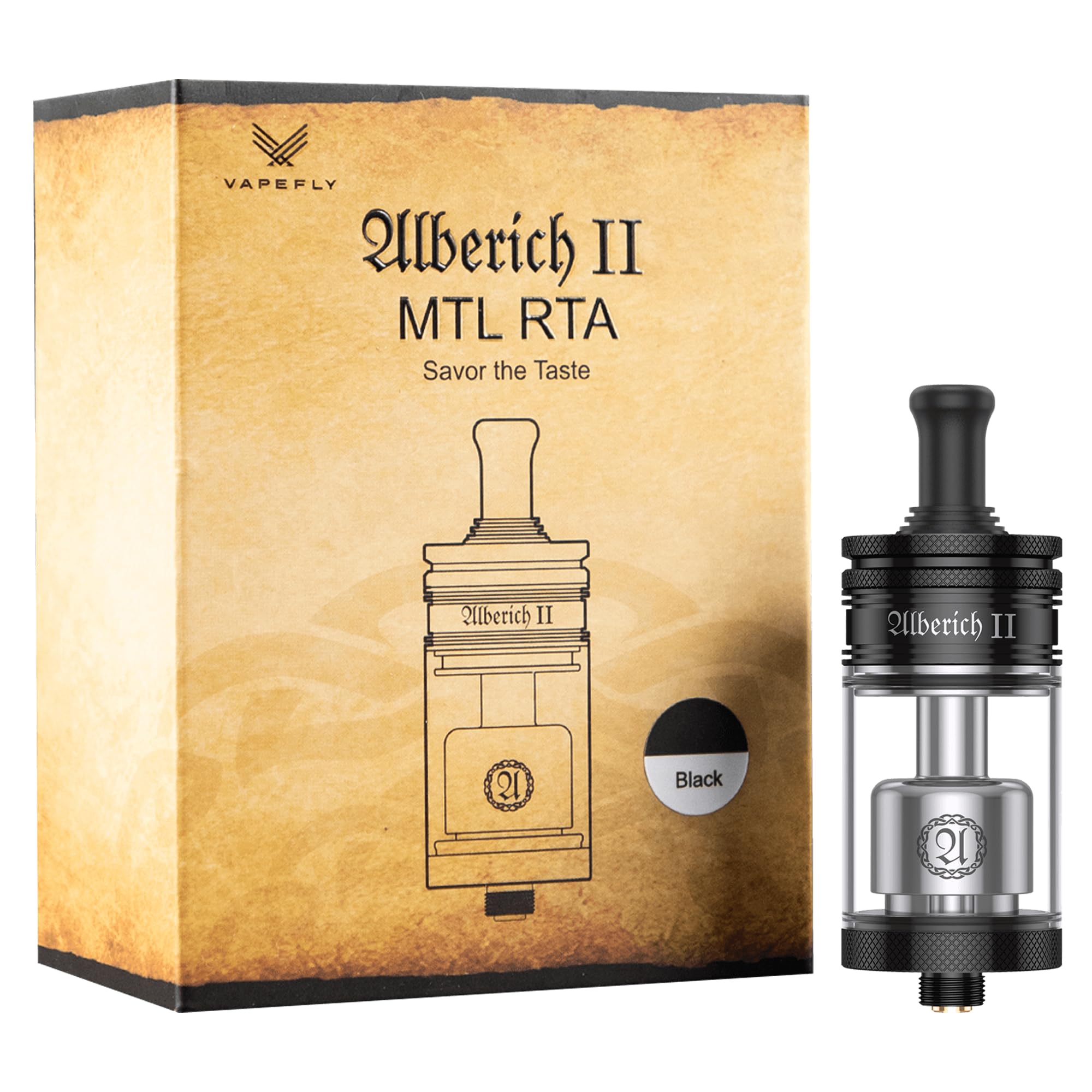 Vapefly Alberich 2 MTL RTA, Selbstwickel-Verdampfer, 23 mm, 4 ml, schwarz