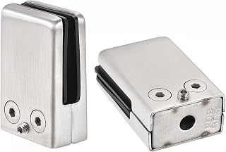uxcell 304 Stainless Steel Glass Clamp, 2Pcs Glass Clip Flat Bottom Square Glass Bracket for Thickness 10-12mm Glass Balustrade Staircase Handrail Glass Holder