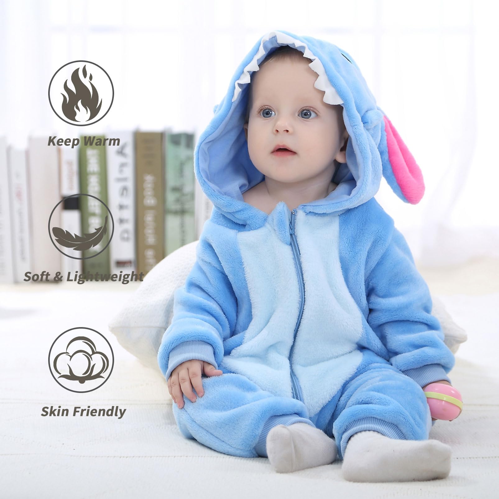 Pagliaccetto Neonato Invernale Costume Neonato, Flanella Unicorno Dinosauro Costume Neonata Sacco Nanna con Cappuccio Animale Tuta Neve Tutone Pile Bambino 0-36 Mesi