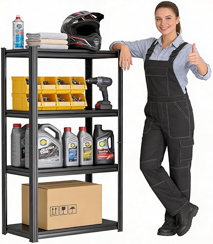 Miniatura 13 de Estantería de metal para garaje, estantes de almacenamiento de acero resistente, capacidad de 3000 libras, estante de metal ajustable de 5 niveles,