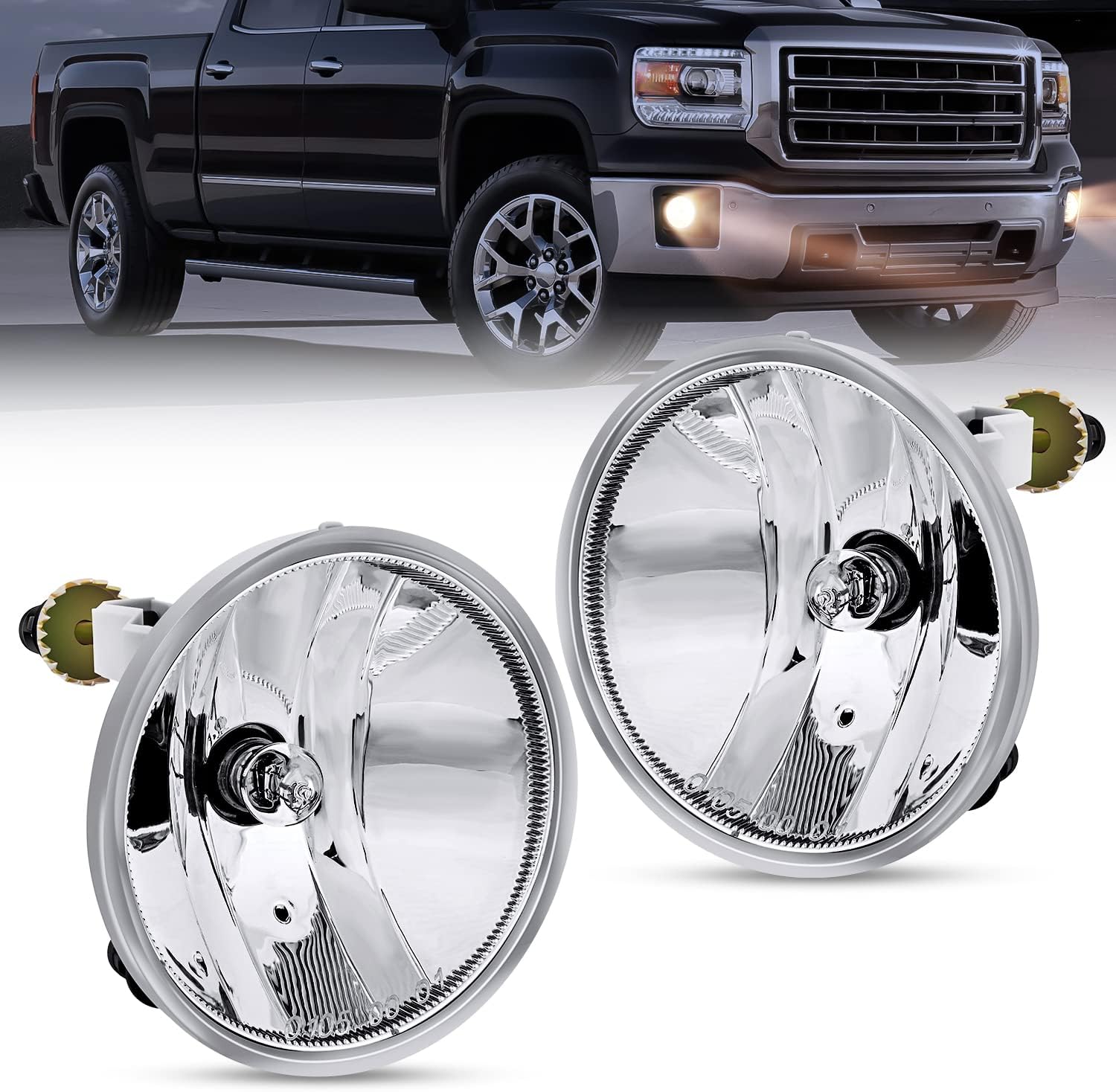 Nilight Fog Light Assembly Compatible with 2007 2008 2009 2010 2011 2012 2013 Chevy Avalanche Suburban Tahoe GMC Yukon Acadia Ford Mustang Pontiac 2015 2016 2017 Silverado Colorado