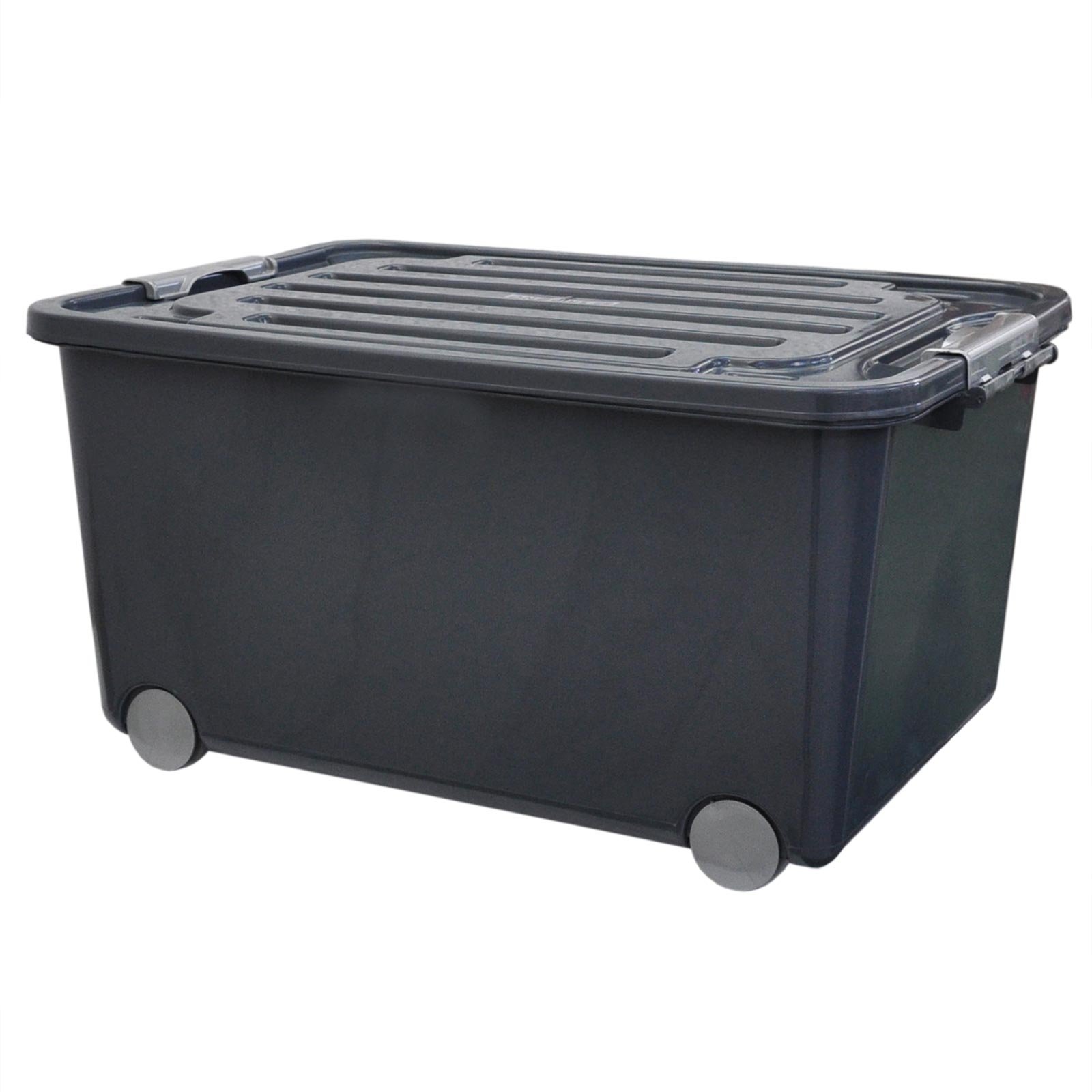 Wilai Set: 3 Aufbewahrungsboxen mit Deckel und Rollen 45 Liter grau (3x22321)