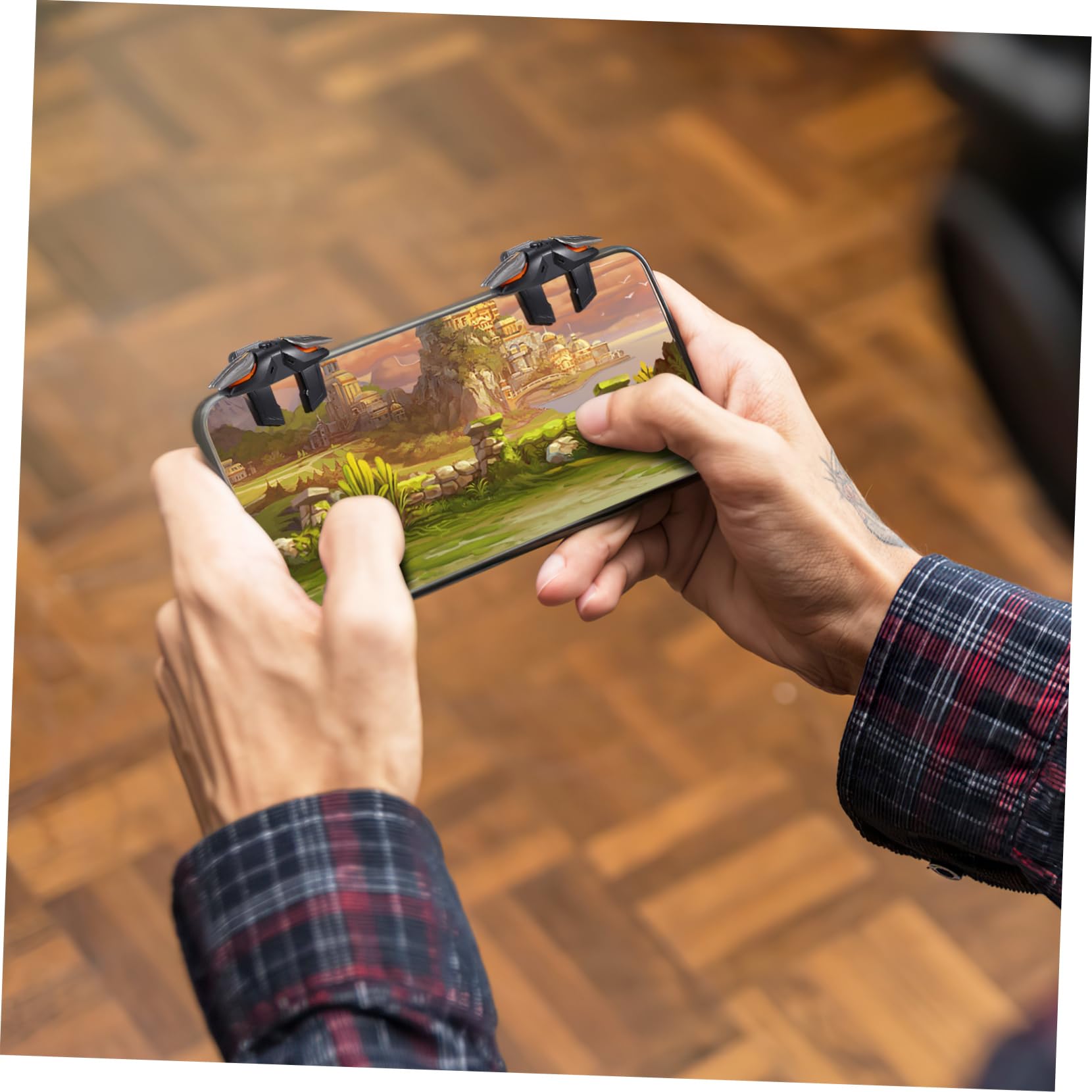 UKCOCO Mobile Gaming Trigger Handy Gamecontroller mit Ziel- und Feuerauslösern kompatibel mit Telefonen 1 Paar Trigger 2 Gaming Fingerhüllen