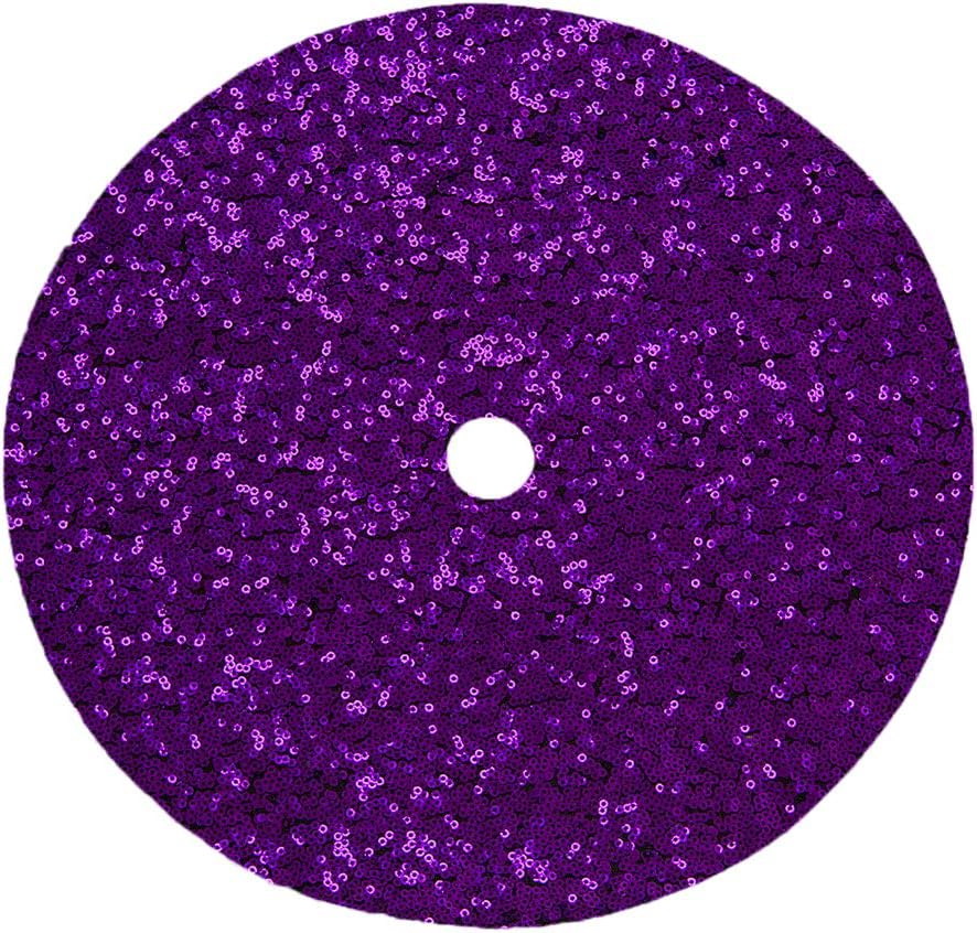 DUOBAO Sequin Tree Skirt 36 Inches Christmas Tree Skirt Royal Purple Xmas Ornaments Rustic Xmas Holiday Decoration (36 Inch, Royal Purple)