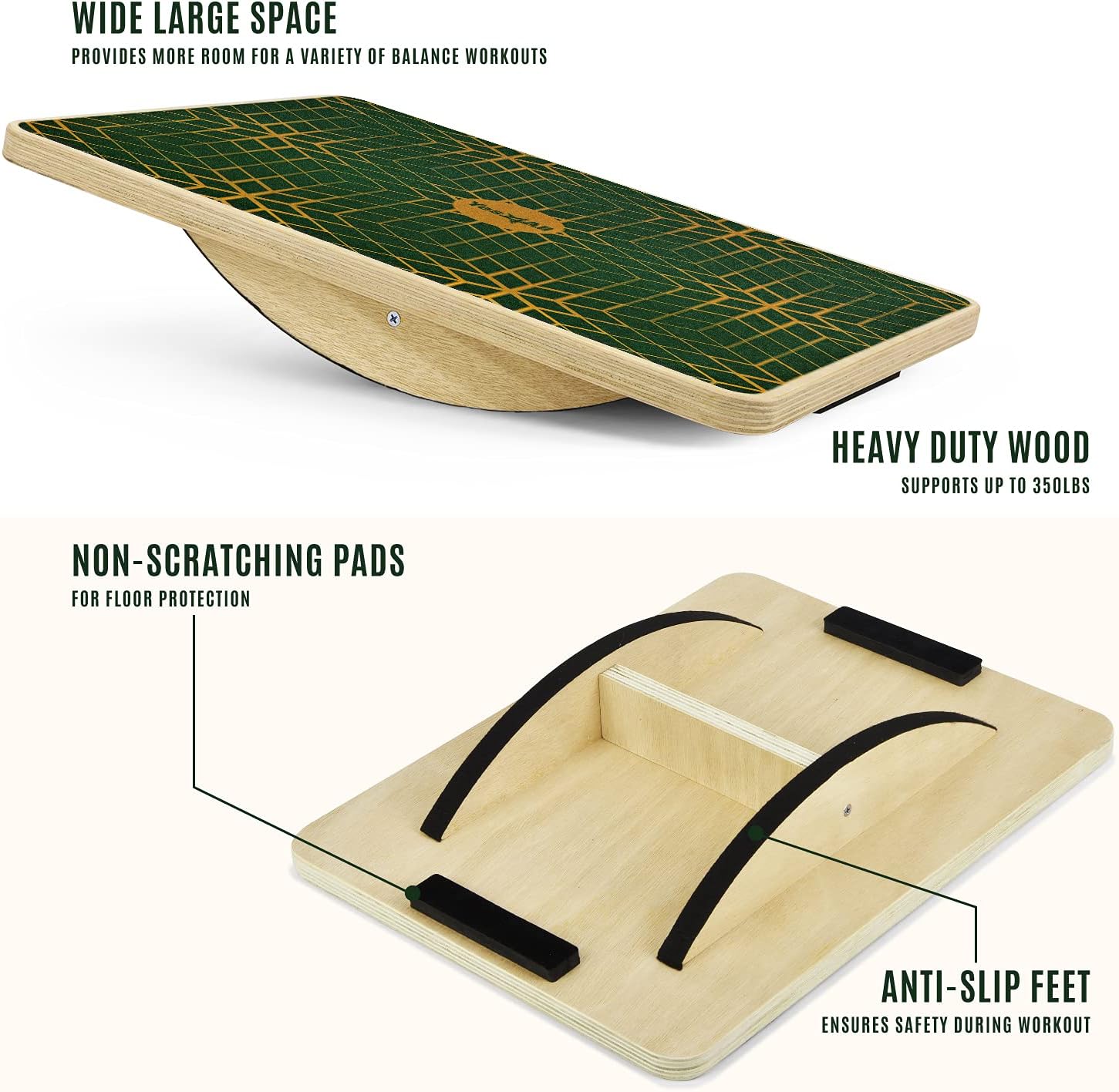 Yes4All Professional Rocker Balance Board for Physical Therapy | 17.5” Rocker Board, Rocker Wooden Balance Board for Balance & Rehabilitation Exercises (Sacramento) : Everything Else