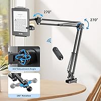 Vista 8 de Soporte de metal para tableta de lectura Kindle con clic automático, fácil de ajustar, manos libres, soporte de brazo de escritorio para accesorios
