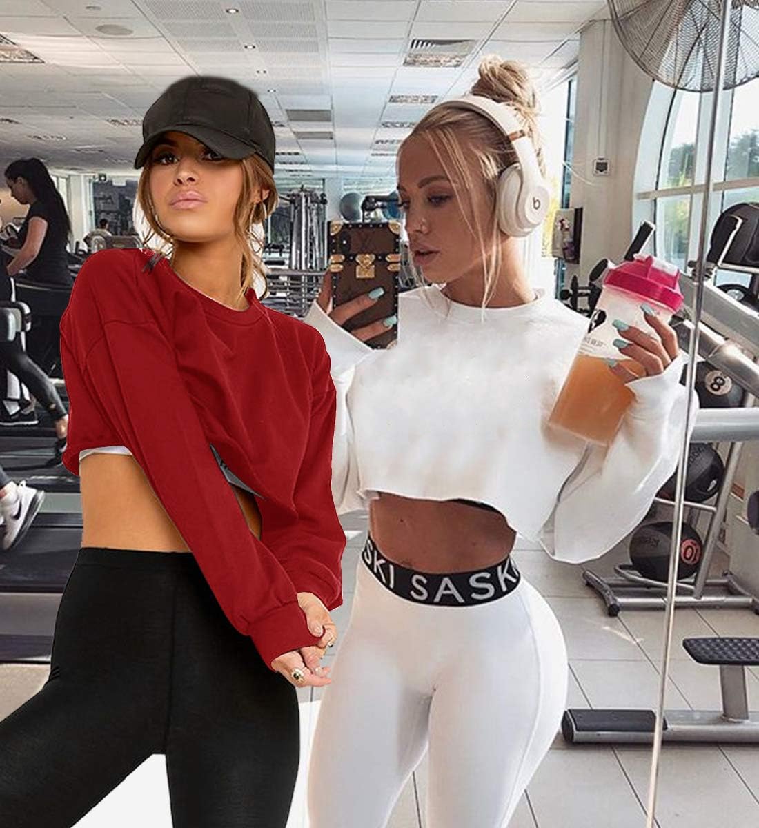 Kyerivs Casual Crop Sweatshirt for Women Crewneck Cropped Shirts Workout Long Sleeve Crop Tops - Image 3