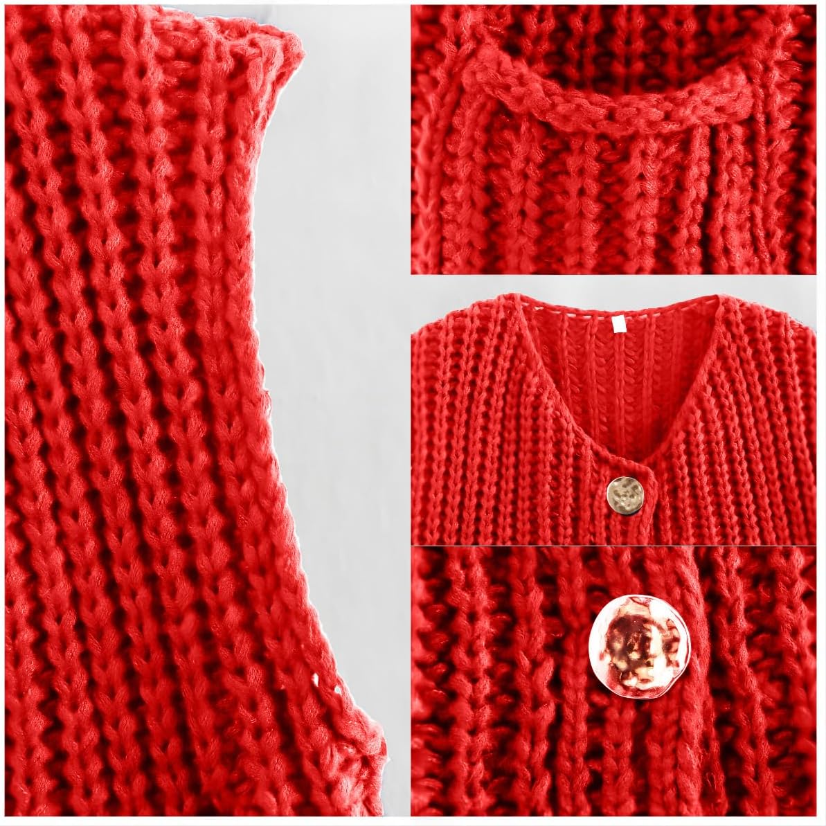 Women's Sleeveless Chunky Knit Cardigan V-Neck Button Down Vest Casual Loose-Fitted Crochet Sweater with Pockets 2024