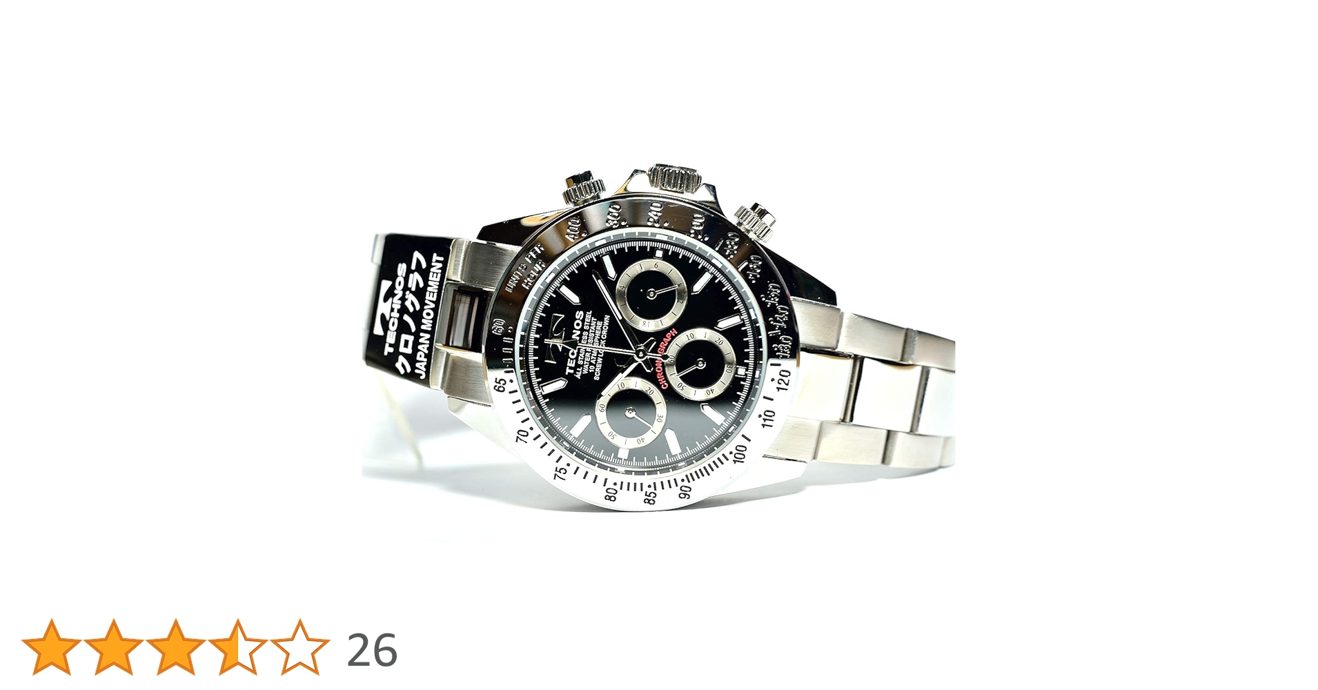 [新品同様]TECHNOSテクノスクロノグラフ腕時計　本日7日限りの出品 稼働品☆ TECHNOSテクノス クロノグラフ ホワイト メンズ腕時計