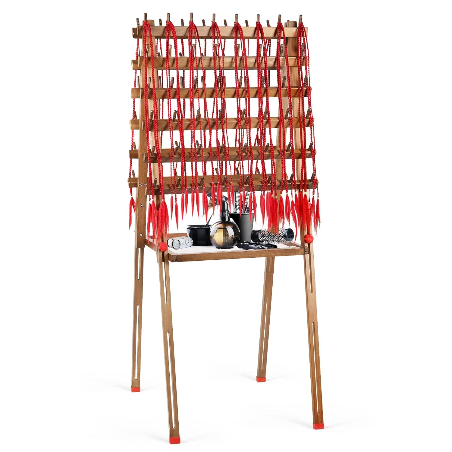 Flenpptly Braiding Hair Rack Hair Extension Holder Wooden