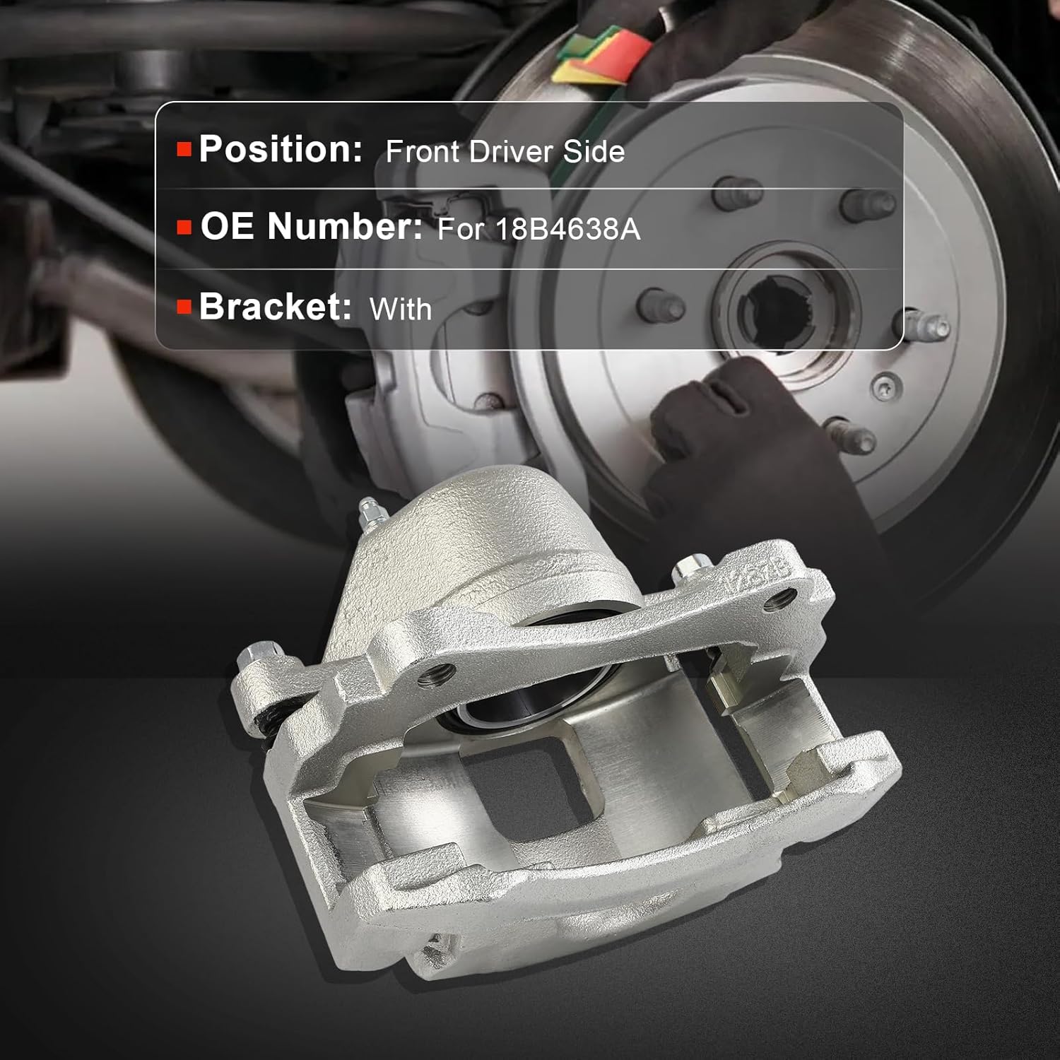 cciyu Front Left Brake Caliper Assembly w/Bracket 18B4638A For Buick 1997-2004,For Cadillac 1997-2005,For Chevy 2000-2005,For Oldsmobile 1997-1999 2001-2003,For Pontiac 2000-2003