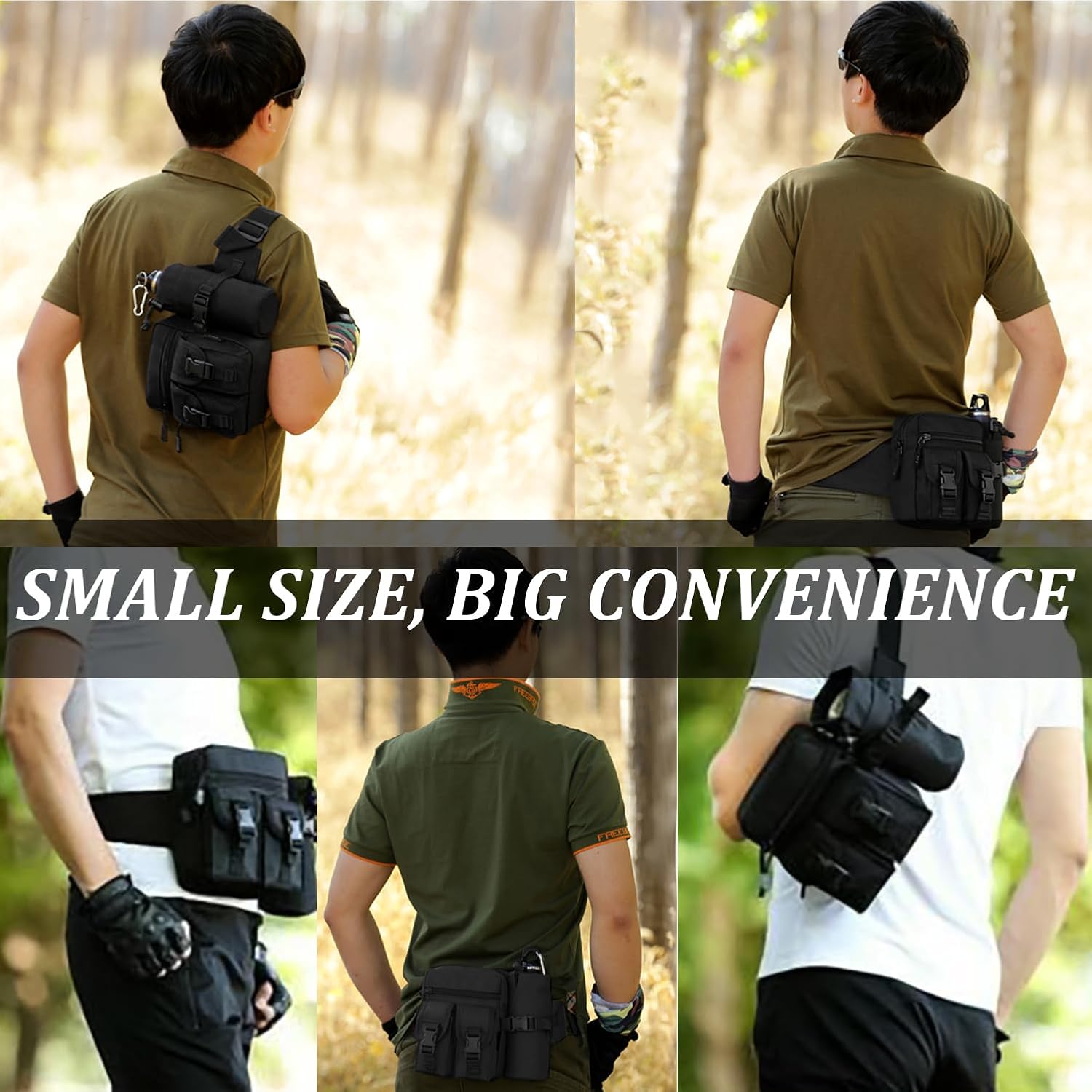 Tactical Fanny Pack Waist Bag for Men Women, Lightweight Waist Pack with Water Bottle Holder Adjustable Running Hip Belt Bag for Running Walking DogWalking Travel Cycling (Extended Belt) - Image 6