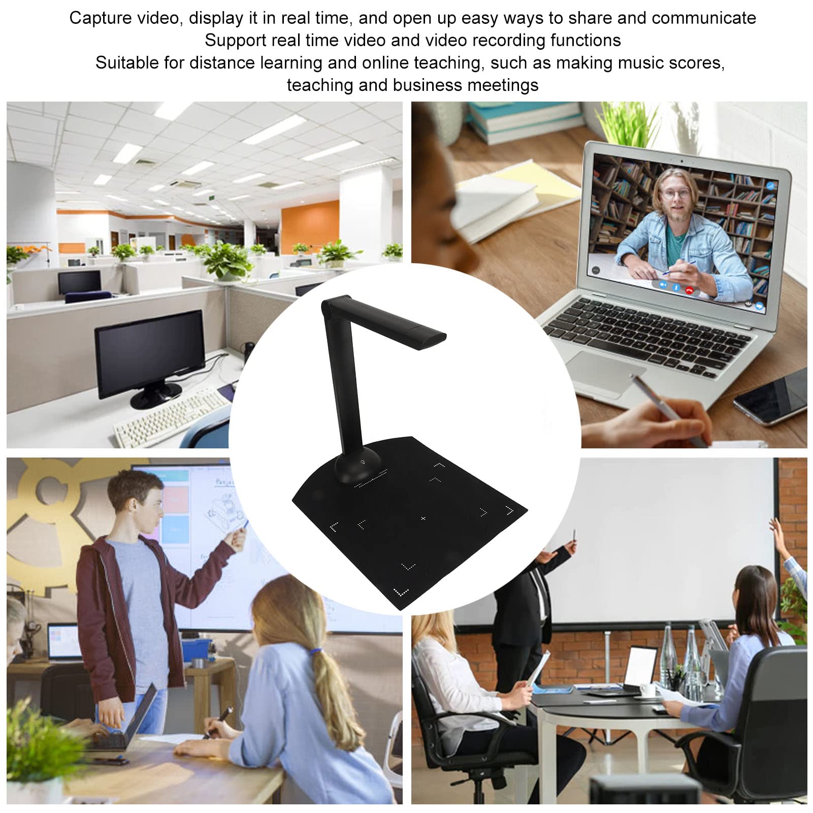 Escáner de Cámaras de Documentos, Escáner Superior con Sensor CMOS de 10 MP con Luz LED, A3 A4 Plegable Portátil OCR USB Doc CAM, Varios Idiomas, Corrección Automática