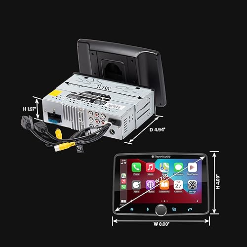Vista 5 de Planet Audio P70CPA-F Estéreo para automóvil - Apple CarPlay, Android Auto, Single Din, pantalla táctil de 7 pulgadas, Bluetooth, sin reproductor