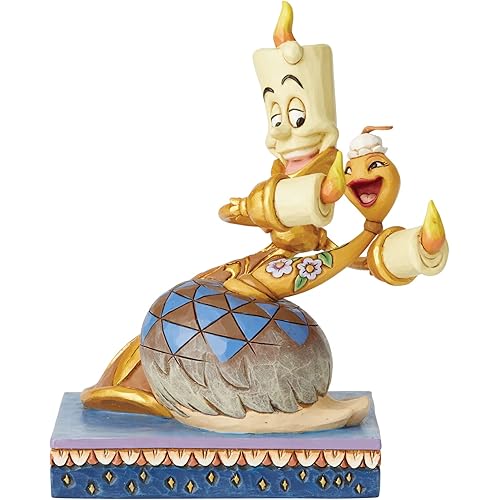 Enesco Disney Traditions by Jim Shore Beauty and The Beast Lumiere and Plumette Figurine, 5.75 Inch, Multicolor