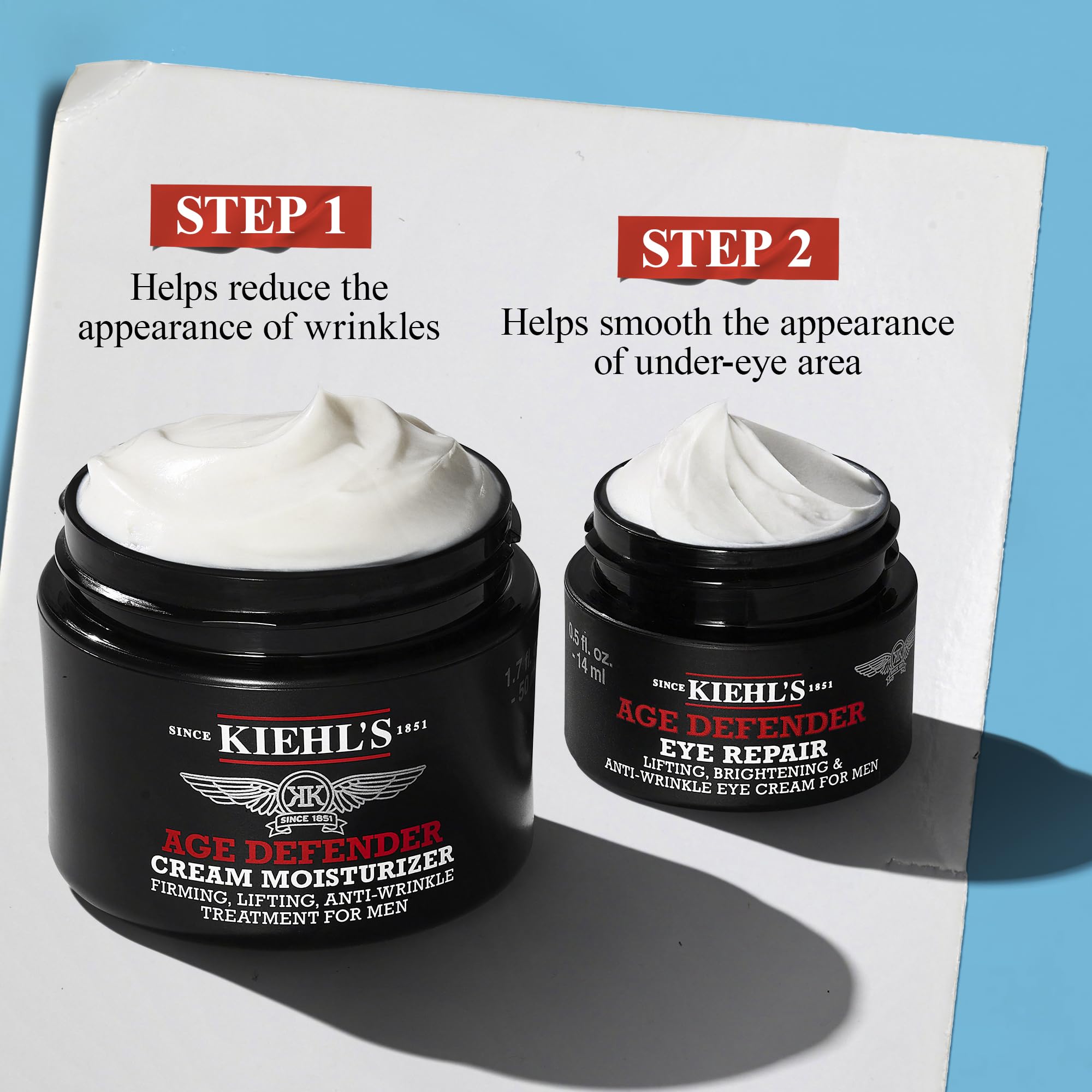 Kiehl's Age Defender Men's Skincare Routine Gift Set, $89 Value, Anti-Aging Kit Including Face Lotion And Eye Cream, Reduces The Appearance Of Dark Circles And Wrinkles, Rejuvinates and Firms Skin