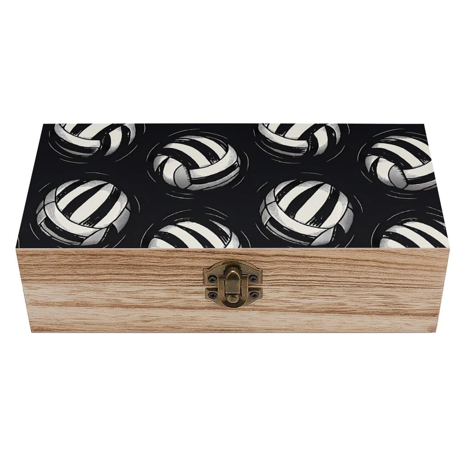 HLBSDM Volleyball Retro Wooden Storage Box Jewelry Art Gift Boxs Decorative Keepsake Boxes
