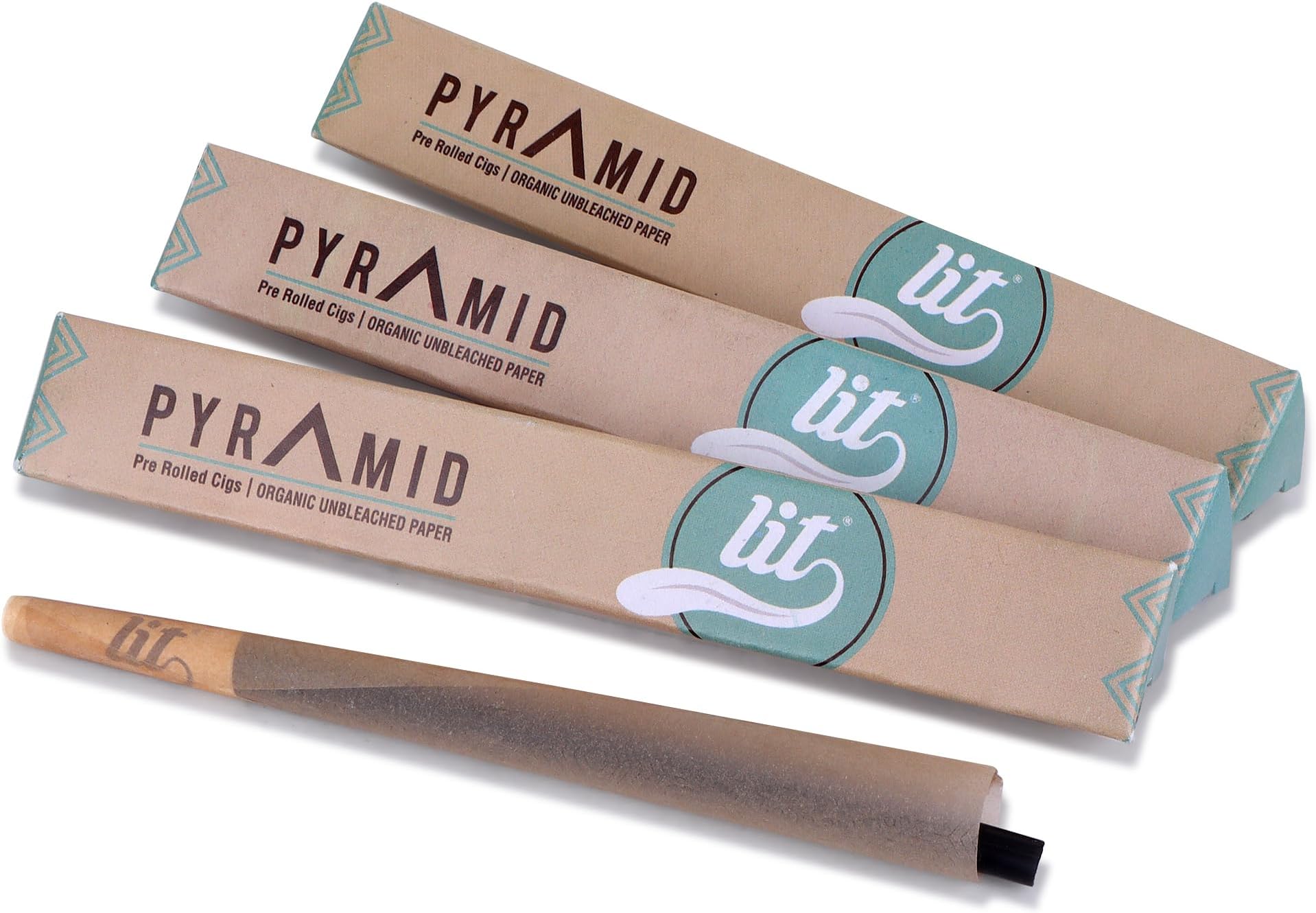 LIT Pyramid Organic Brown Pre-Rolled Cone(109mm) king Size (Box of 62 cones)