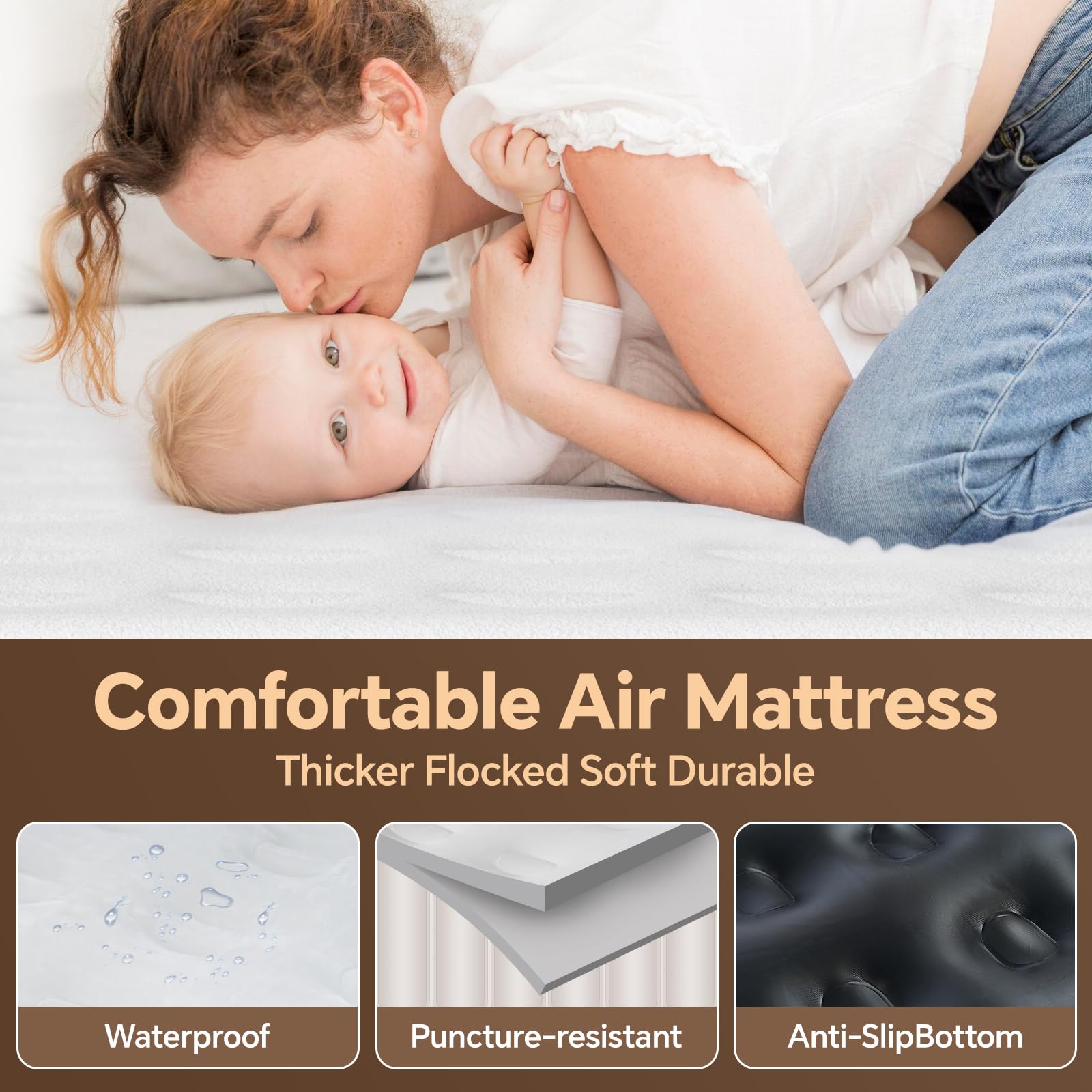 Mr.Young Colchón de aire completo con bomba integrada, colchón hinchable, colchón hinchable en 3 minutos autoinflado/desinflado, colchón inflable de 18 pulgadas para invitados y hogar, camping, 600
