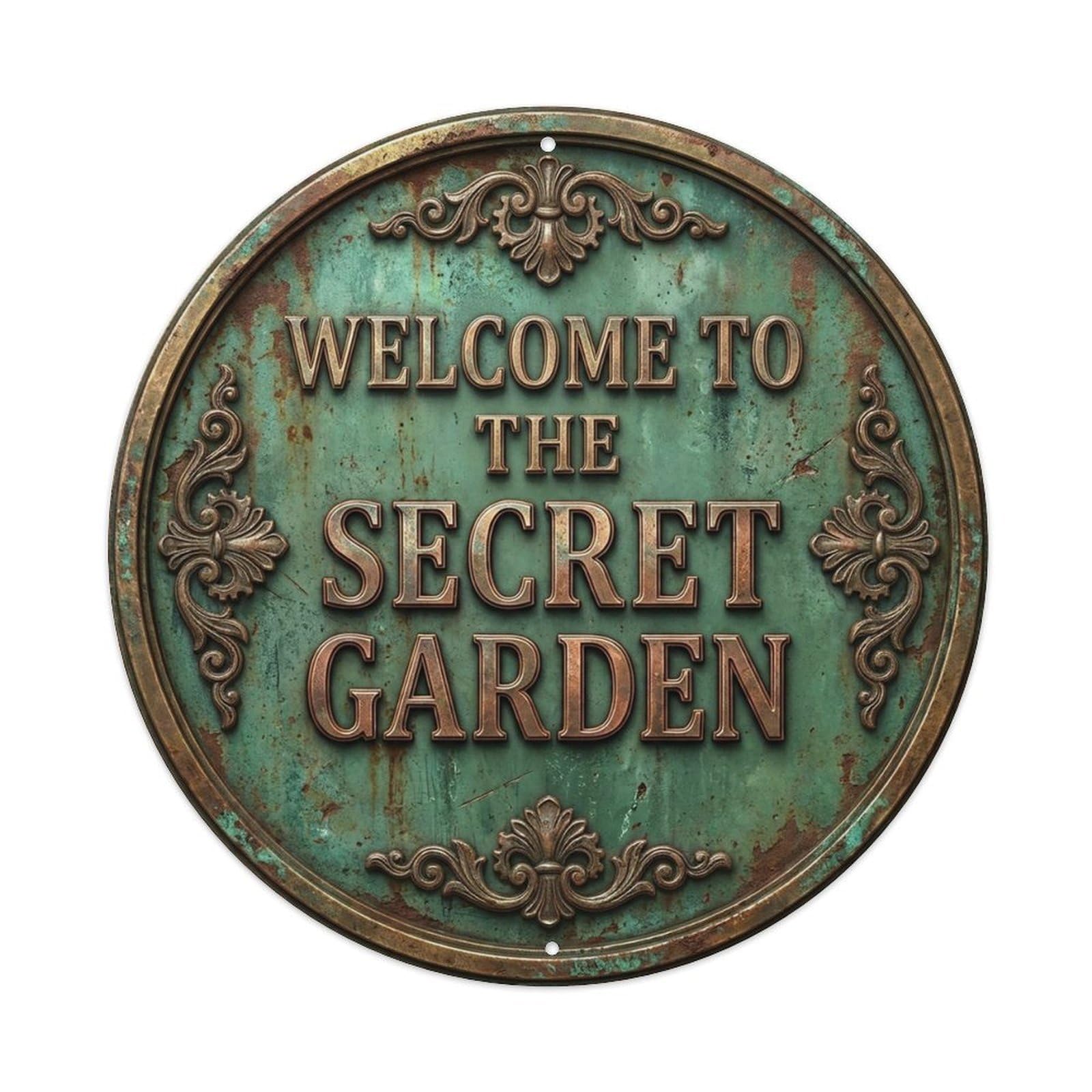 Vintage Welcome Secret Garden Iron Moss Baroque Metal Tin Sign
