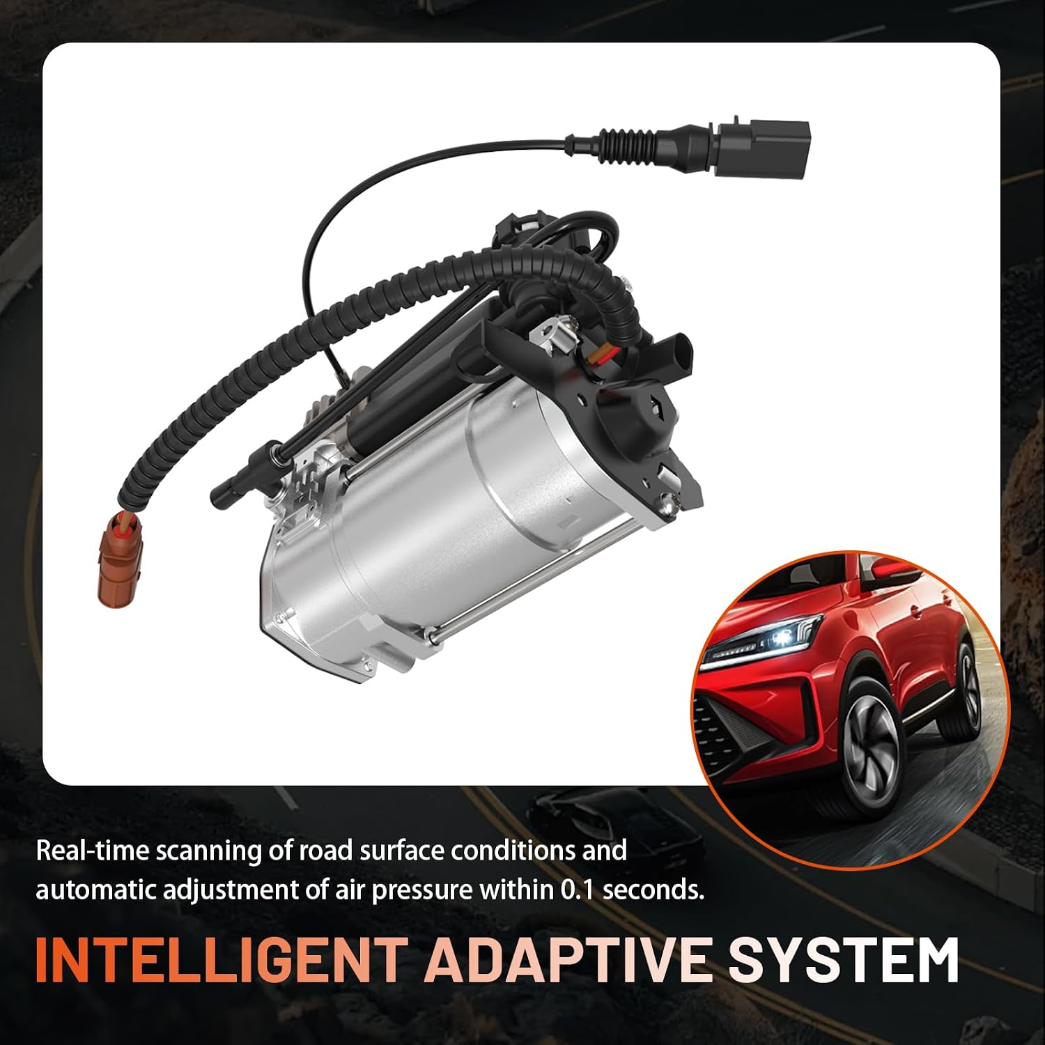 Air Suspension Compressor Pump, Fit for 1999 2000 2001 2002 2003 2004 2005 2006 Au-di A6, 2001 2002 2003 2004 2005 Au-di Allroad Quattro, Replace# 4B0616007A, 4B0616007B, 4B0616009A
