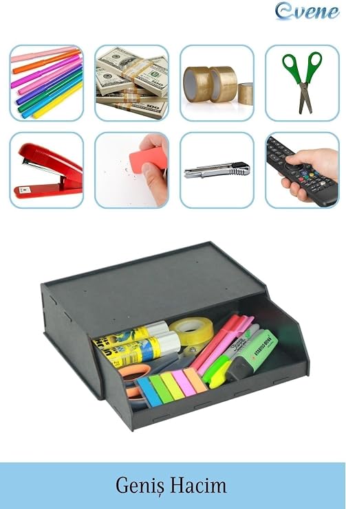 Evene Gizli Çekmece Organizer Masa Altı Saklama Kabı Siyah Renk Model 3 Tyc00750794446
