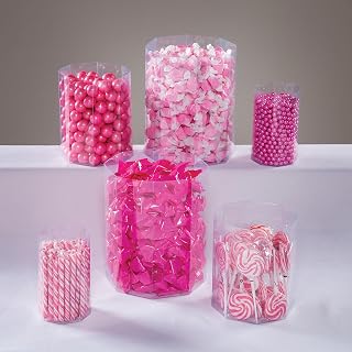 Fun Express Plastic Clear Octagon Candy Containers, 24 Pc | Assorted Sizes Small Medium Large, For Candy Buffet, Wedding Party Table Display & Storage