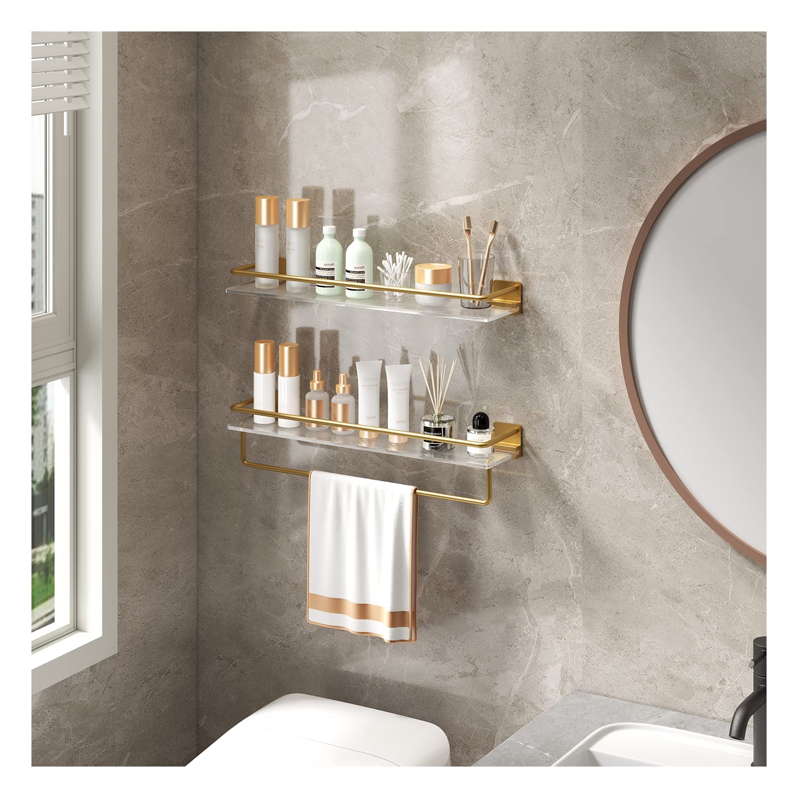 XINEHE Acrylic Floating Shelves Wall Mounted Hanging Shelves with