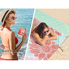 HIHOHO Beach Blanket Waterproof Sandproof Extra Large Beach Mat 79 X 83/120x108for 1-8 Adults Quick Drying Durable Outdoor Picnic Mat for Beach Travel Camping Hiking