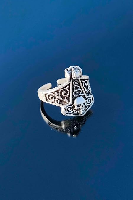 Trend Collection Viking Desenli Gümüş Kaplama Ayarlanabilir Yüzük