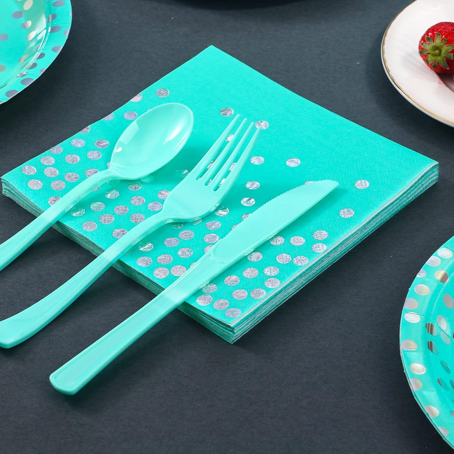 Teal Party Decorations, 168Pcs Teal Plates and Napkins Party Supplies, Birthday Plates Serves 24, Birthday Decorations for Women, Turquoise Sweet 16, Easter Graduation Mothers Day