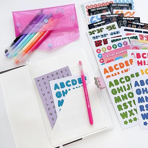 Miniatura 6 de Diario con candado para niñas, juego de diario de 30 piezas, diario para niños con cerradura, cuaderno de cuero, bolsa para lápices, 8 bolígrafos de