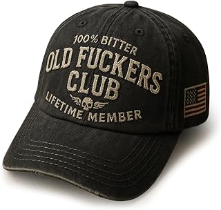Old Fuckers Club Vintage Baseball Cap, Funny Old F*ckers Club Retro Adjustable Hat for Men Women, Patriotic Anniversary Hat