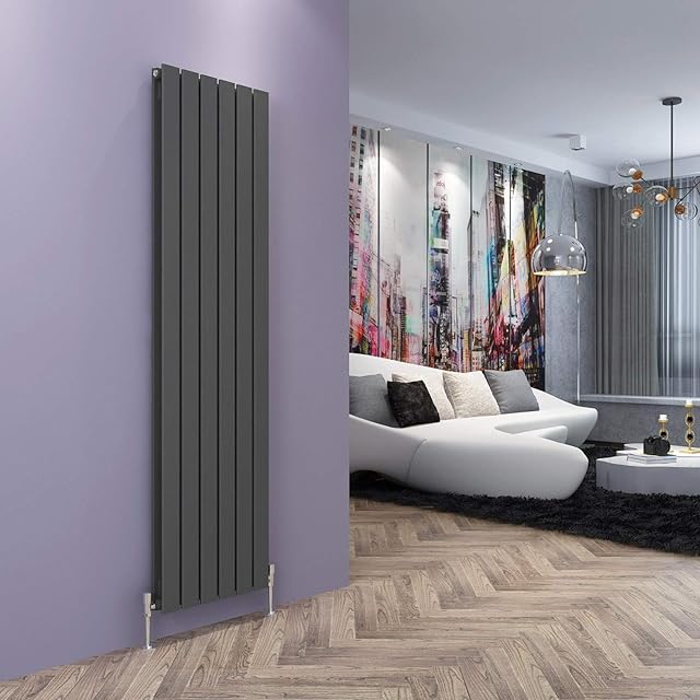 ELEGANT 1800x452mm Vertical Anthracite Column Radiator Double Flat Panel Tall Upright Designer Radiator