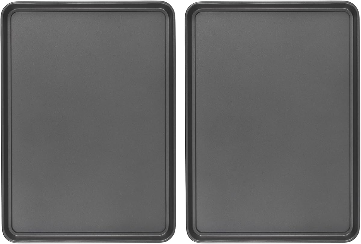 Juego de sábanas para hornear GoodCook Everday antiadherentes de acero al carbono de 15" x 21", paquete de 2 sartenes de cocina de acero al carbono extra grandes, juego de utensilios para hornear, sábanas para hornear, juego de sartenes para hornear