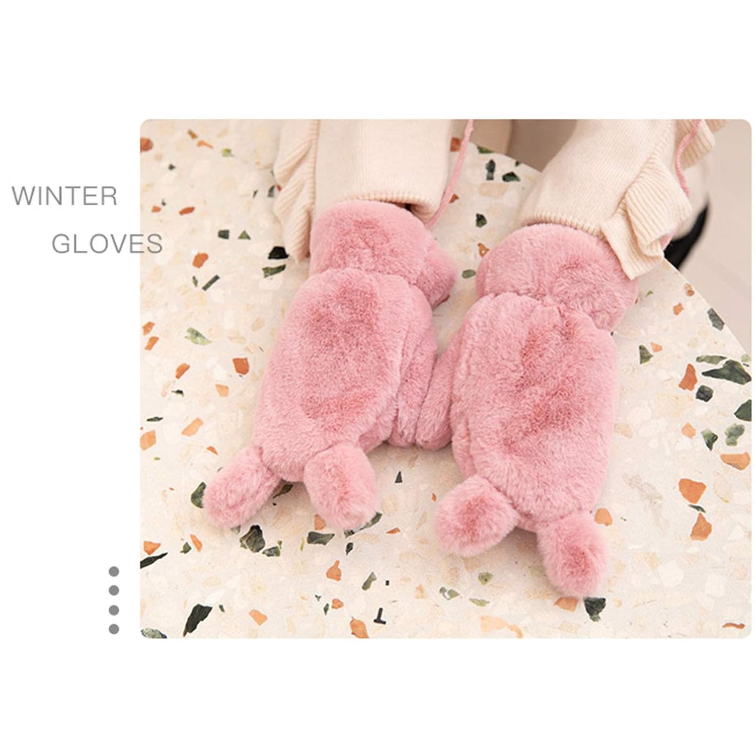 Warm Winter Gloves Plus Velvet Thickening Girls Baby Primary School Kindergarten Children Cute Lovely Cartoon Gifts for Birthday and Christmas 2-8 Years Old (Color : Gray, Size : Small)